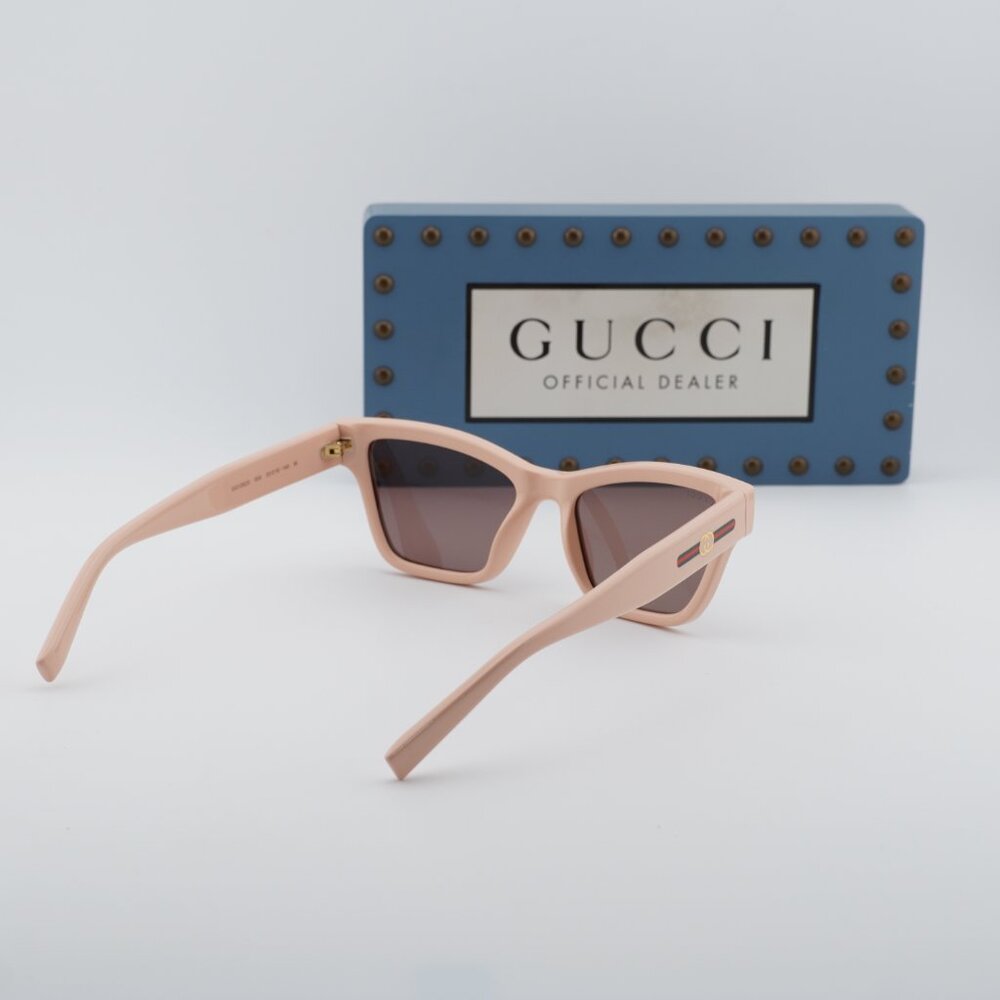 Gucci GG1982S 004 Cat Eye Sunglasses - Shiny Vintage Pink\Solid Violet Brown - Picture 9 of 10